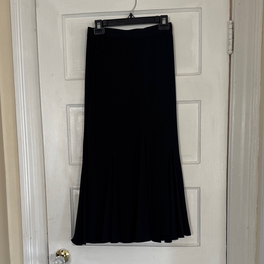 Classic Black Maxi Flared Skirt -French Vintage 90s